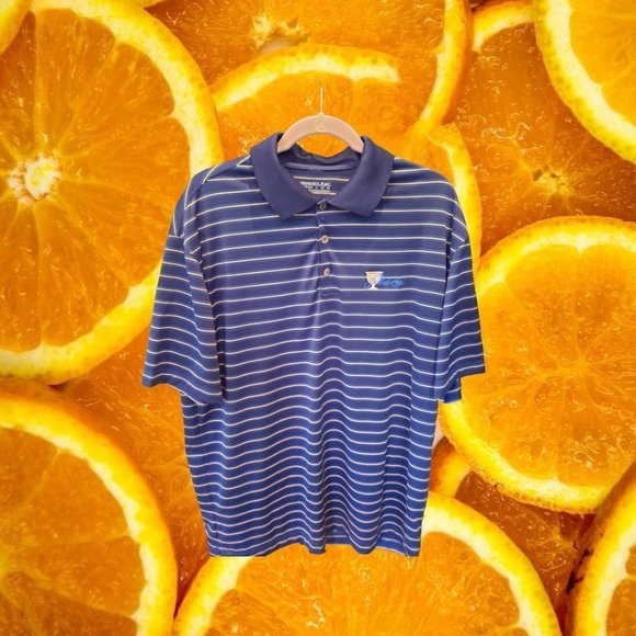 NIKE Golf Presidents Cup Blue and Yellow Striped Polo Shirt Size XL‎ - Picture 1 of 5